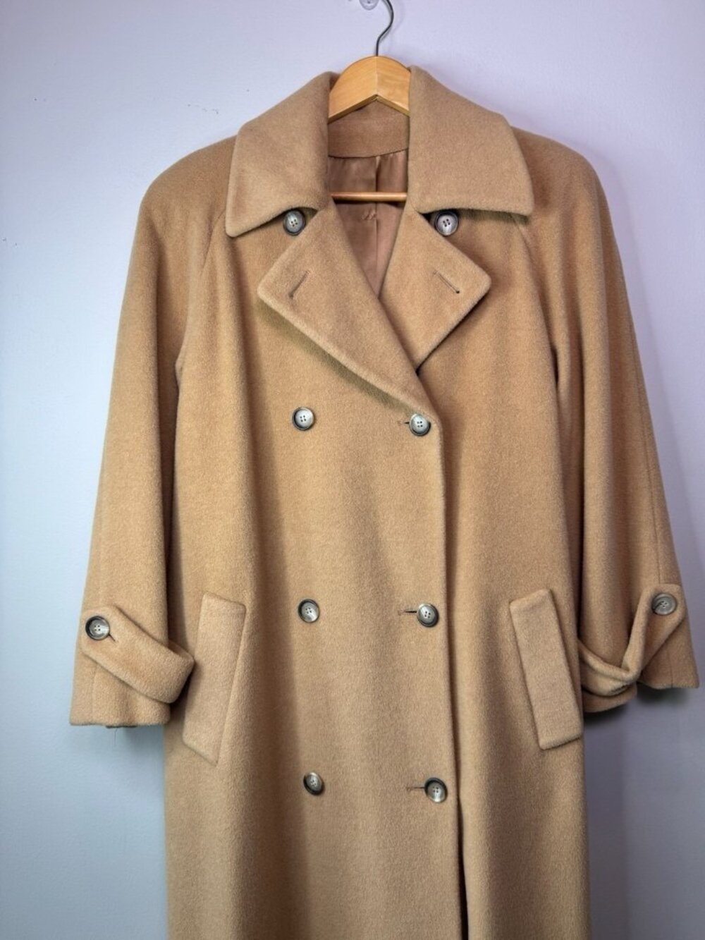 VTG Regency Bonwit Teller Pure Camel Hair Double Breasted Long Coat Women 4 USA